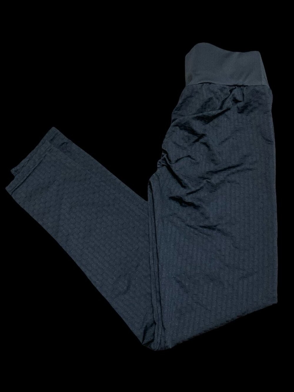 Black Textured Leggings w/ Butt Enhancing Seaming